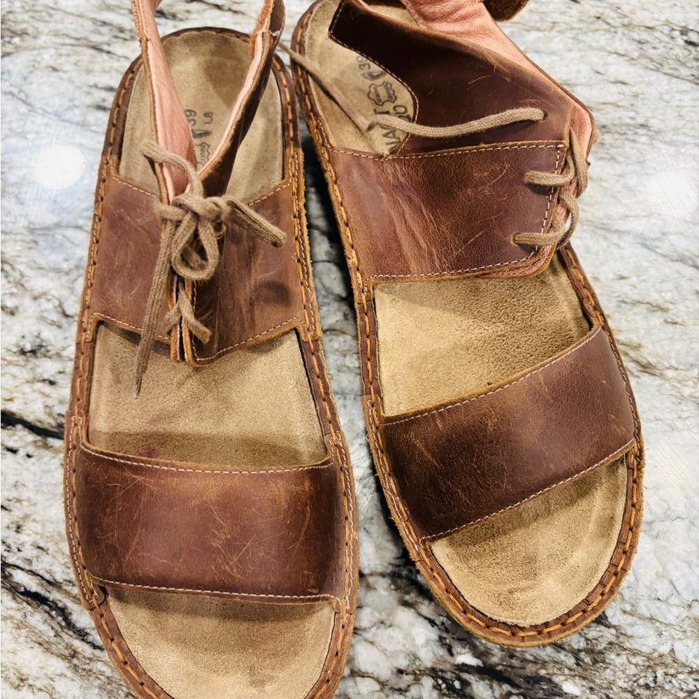 Naot Tan Alpicola Sandals,  Velcro back. Leather, comfort! Euro Size 39